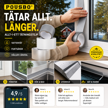 ⌛Universal forseglingstape – Vandtæt og holdbar – Velegnet til hjemmet, bilen og udendørs projekter 💧