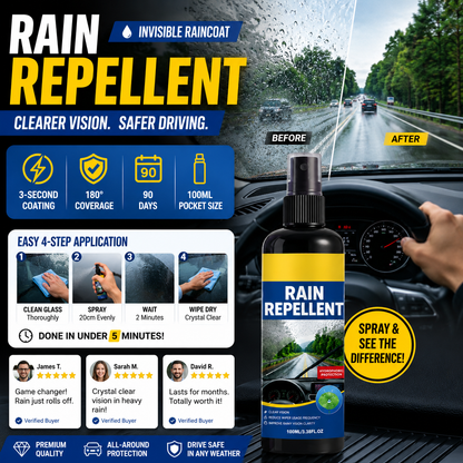 🚗Krystalklar regnavvisende spray til forruden