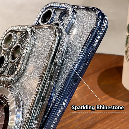 🔥Nytt för 2026—Glittrande Rhinestones Magnetisk iPhone-fodral med Osynlig Ställning