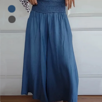 ⏳Tidsbegränsad rabatt✈️Trendiga Hög Midja Vida Ben Jeans för Kvinnor med Fickor