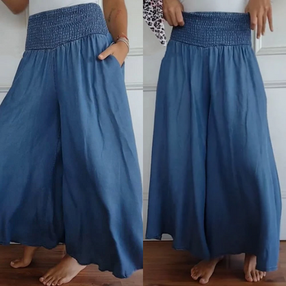 ⏳Tidsbegränsad rabatt✈️Trendiga Hög Midja Vida Ben Jeans för Kvinnor med Fickor
