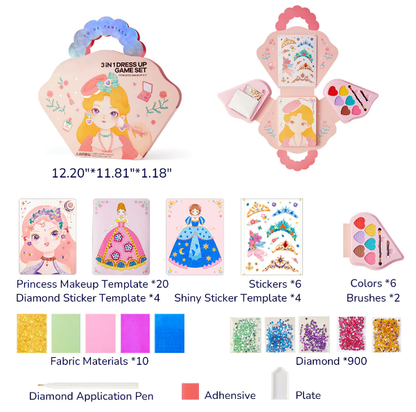 👑 50% RABATT! ✨ Fantasy 3-i-1 Prinsesspelset - Inkluderar Kronor, Trollspön & Smink för Oförglömlig Rollspelslek 🧚‍♀️✨