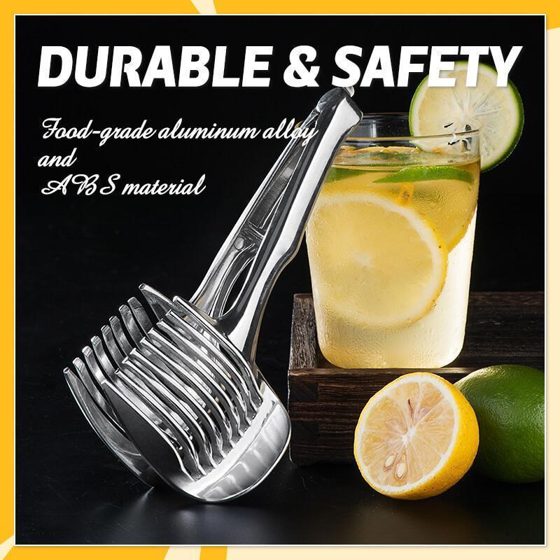 🍋Creative Kitchen skiveskæreværktøj, håndholdt pålægsmaskine i aluminiumslegering i fødevarekvalitet, hurtig skæreholder til citron, tomat, løg og bløde frugter og grøntsage