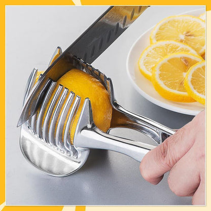 🍋Creative Kitchen skiveskæreværktøj, håndholdt pålægsmaskine i aluminiumslegering i fødevarekvalitet, hurtig skæreholder til citron, tomat, løg og bløde frugter og grøntsage