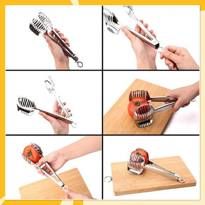 🍋Creative Kitchen skiveskæreværktøj, håndholdt pålægsmaskine i aluminiumslegering i fødevarekvalitet, hurtig skæreholder til citron, tomat, løg og bløde frugter og grøntsage
