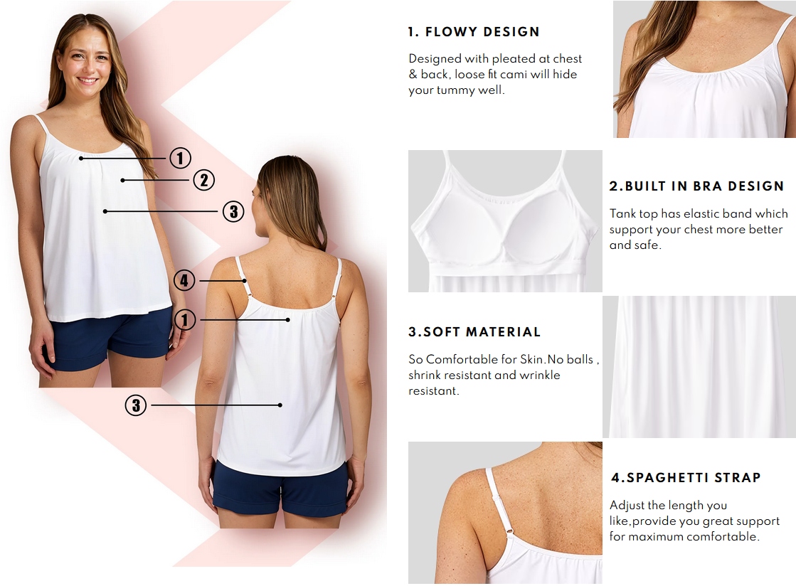 Lös Passform Tanktop med Inbyggd BH