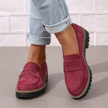 Bekväma chunky dam loafers med plattform