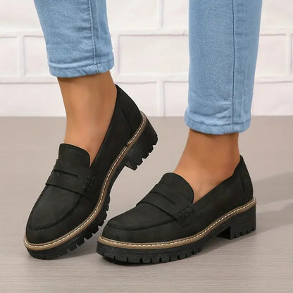 Bekväma chunky dam loafers med plattform