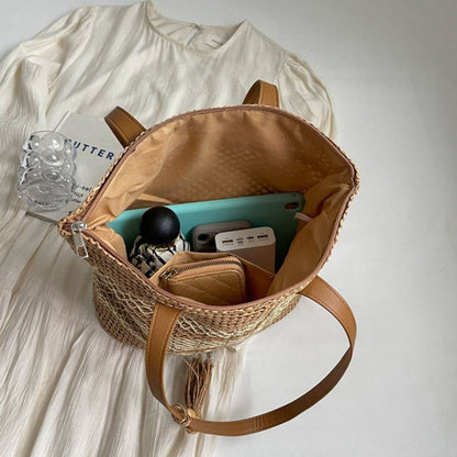 👜50% RABAT! ✨Vævet strandtaske med sugerør til kvinder