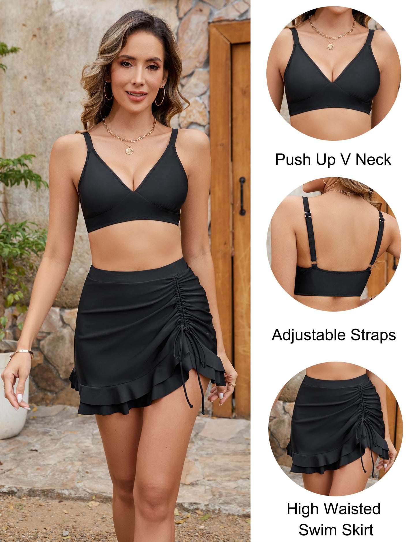 👙Dam Bikiniset med hög midja och magkontroll i gingham kvalitet