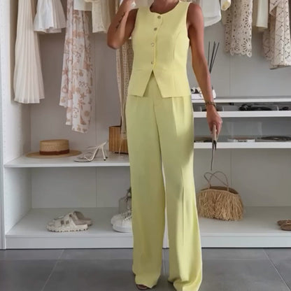 🌸Sommarfynd 49% RABATT🌸Set med ärmlös topp och långbyxor för dam