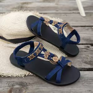 👡✨Damesandaler med rund tå, flade og åndbare sandaler