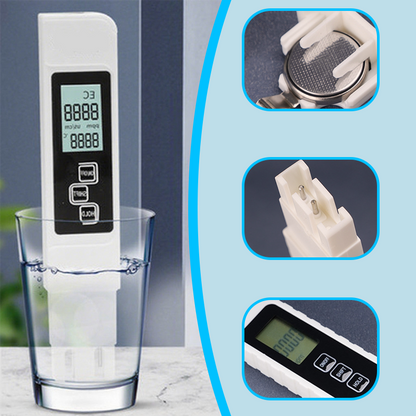 💧3-i-1 TDS vandkvalitetstester🌊Måler pH, klor og hårdhed med LCD-display til pool og akvarium