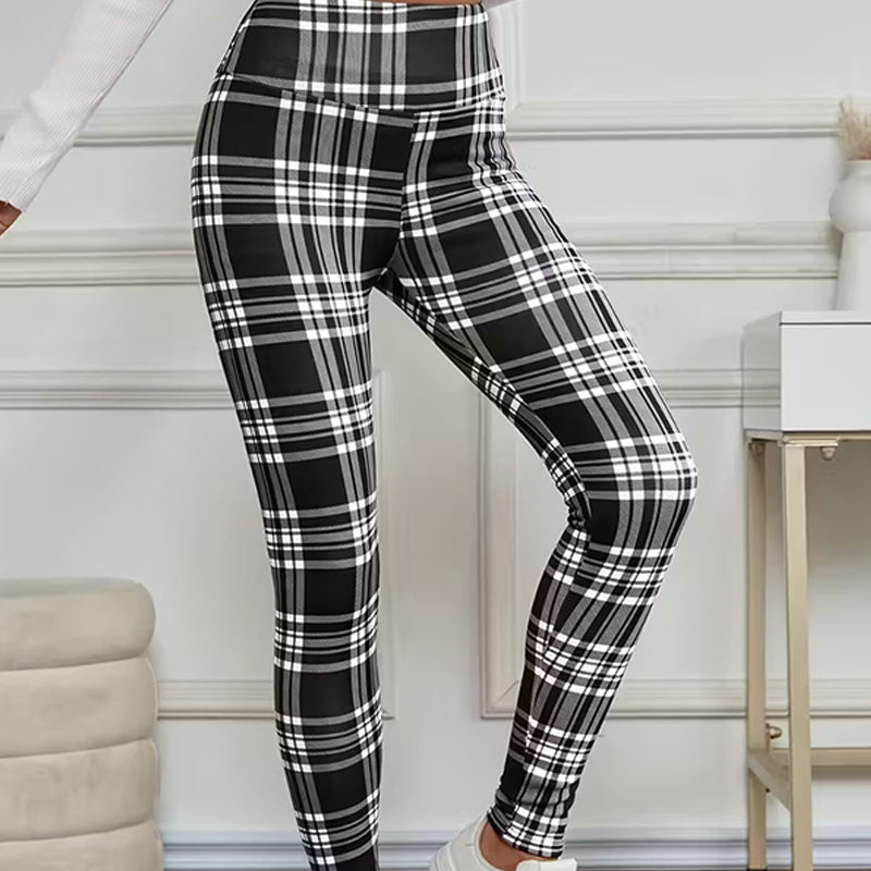 ✈️Køb 2 varer og få fri fragt✈️Fleeceforede ternede leggings til damer – bløde, strækbare og stilfulde vinterplagg 🧣
