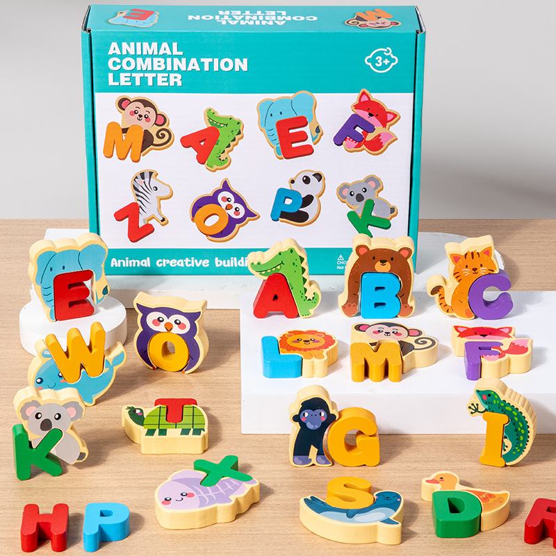 🧩 Træbogstav- og dyrelegetøj – 26 dele, lærerigt og sjovt
