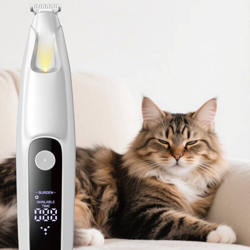 Precisionstassklippare för husdjur med LED-ljus