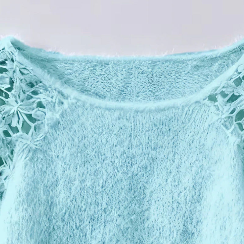 🧶Virkningskonst: Feminin kofta med spetsmuddar som utstrålar elegans och sofistikation🥂