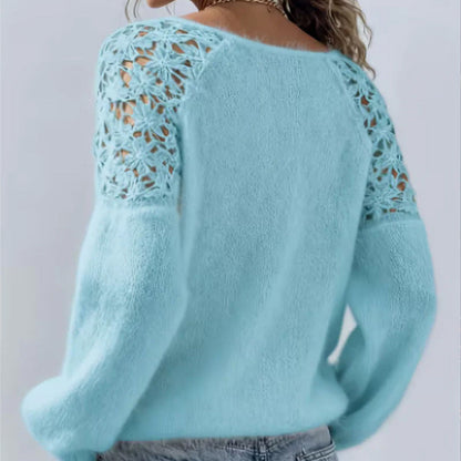 🧶Virkningskonst: Feminin kofta med spetsmuddar som utstrålar elegans och sofistikation🥂
