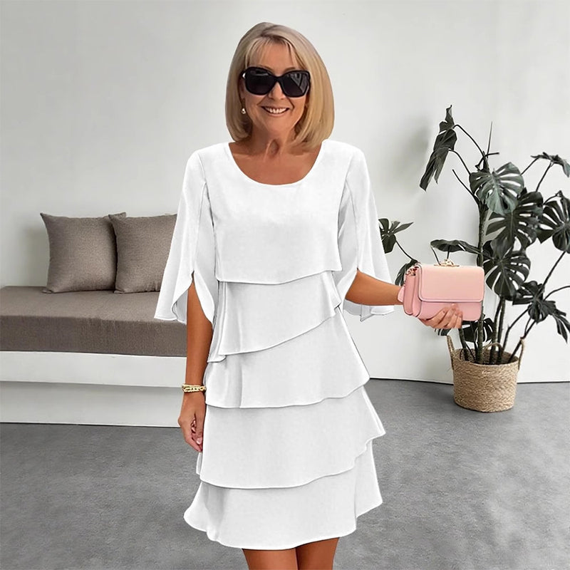 🎁Elegant damekjole med lagdelte flæseærmer – Ubesværet stil til enhver lejlighed