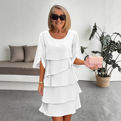 🎁Elegant damekjole med lagdelte flæseærmer – Ubesværet stil til enhver lejlighed