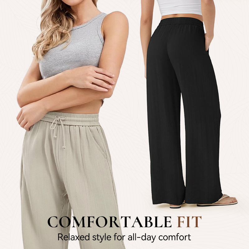 👖 60% RABATT! 🔥 Enfärgade Casualbyxor med Dragsko – Bekväm passform, Mjukt material & Vardagskomfort 🏠