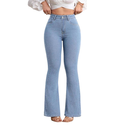 🔥Stretch-jeans med høj talje og udvidede ben til kvinder