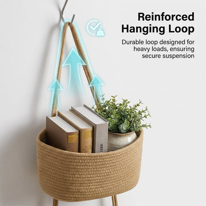 🧺🌿 3-lags væghængt opbevaring – Boho reb og pladsbesparende – Organiser med stil