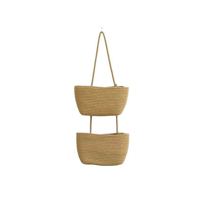 🧺🌿 3-lags væghængt opbevaring – Boho reb og pladsbesparende – Organiser med stil