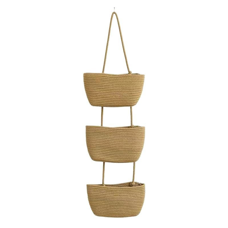 🧺🌿 3-lags væghængt opbevaring – Boho reb og pladsbesparende – Organiser med stil