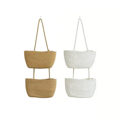 🧺🌿 3-lags væghængt opbevaring – Boho reb og pladsbesparende – Organiser med stil