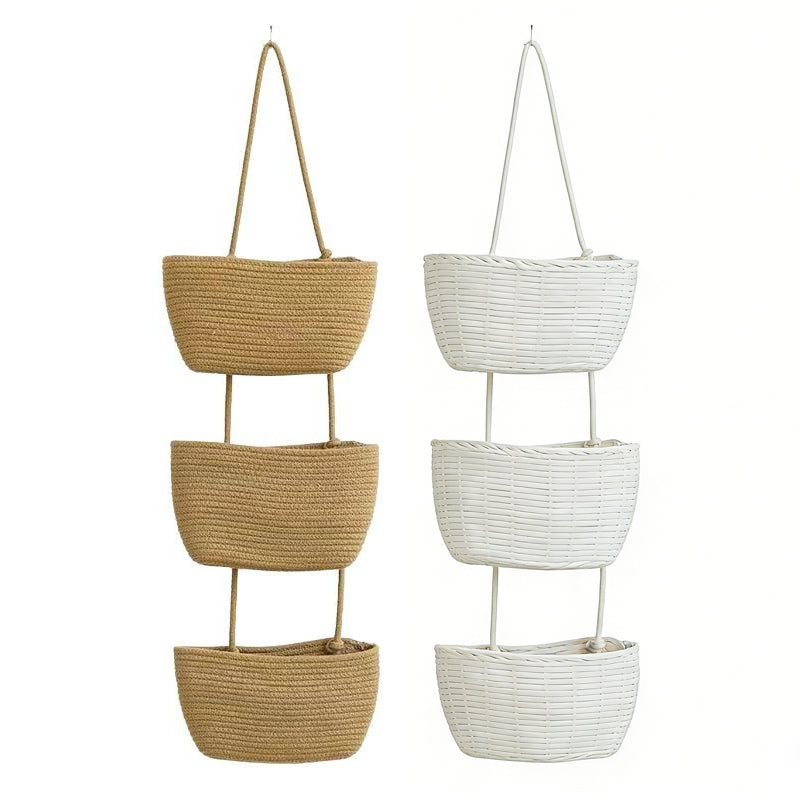 🧺🌿 3-lags væghængt opbevaring – Boho reb og pladsbesparende – Organiser med stil