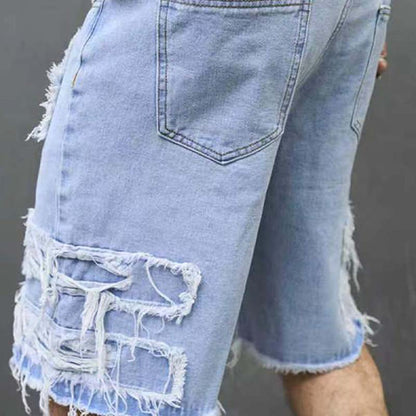 🔥Herreshorts med slidte denimdetaljer