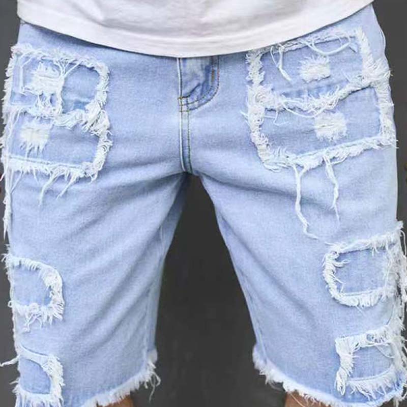 🔥Herreshorts med slidte denimdetaljer