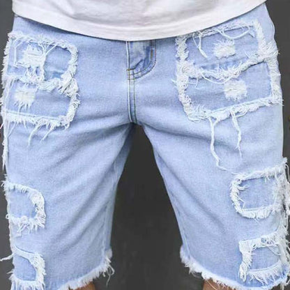 🔥Herreshorts med slidte denimdetaljer