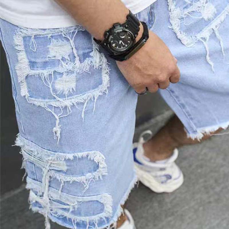 🔥Herreshorts med slidte denimdetaljer