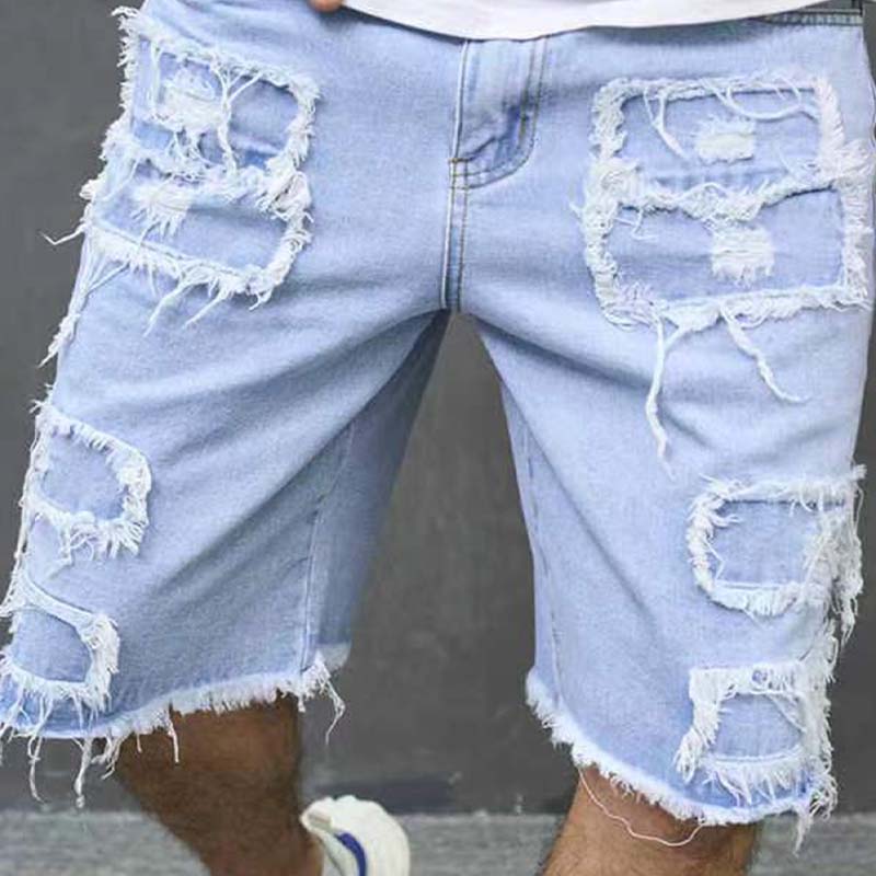 🔥Herreshorts med slidte denimdetaljer