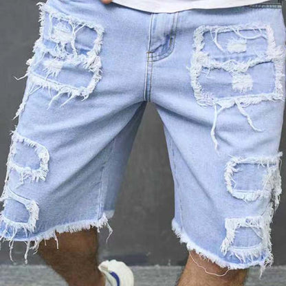 🔥Herreshorts med slidte denimdetaljer