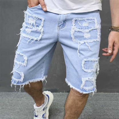 🔥Herreshorts med slidte denimdetaljer