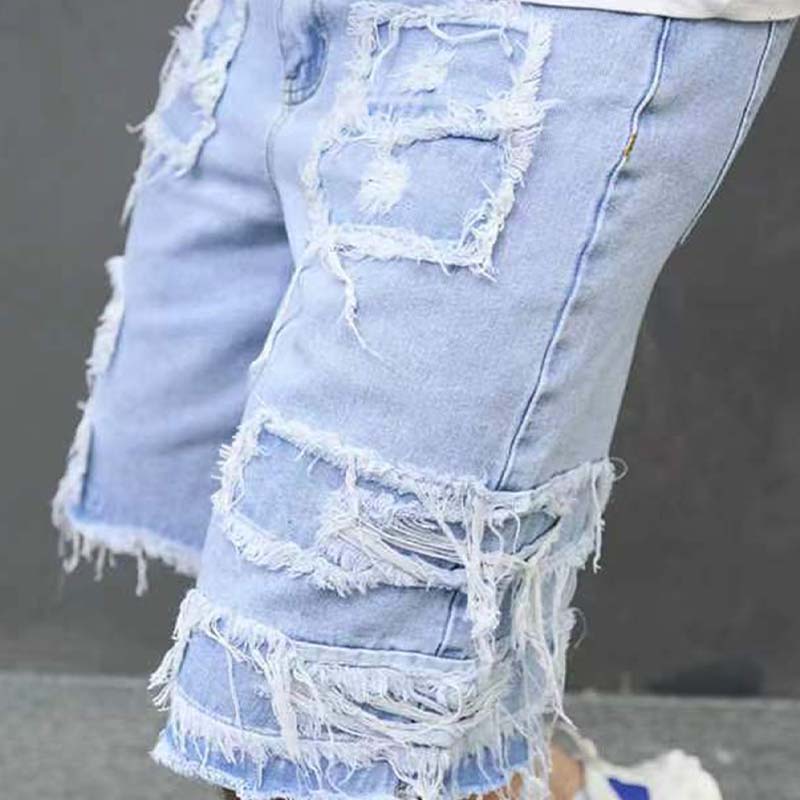 🔥Herreshorts med slidte denimdetaljer