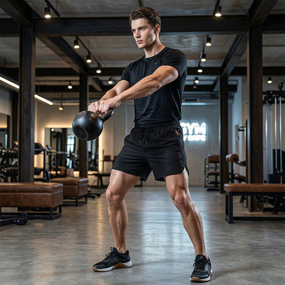 🩳 ✨ Åndbare sportshorts – hurtigtørrende, lommer med lynlås og elastisk talje til træning