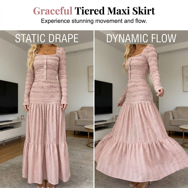 🌸 Maxiklänning med fyrkantig halsringning – vintagecharm möter modern elegans. Tidlös och förtrollande. ✨