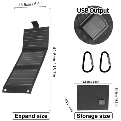 Bärbar Solpanel med USB-laddare