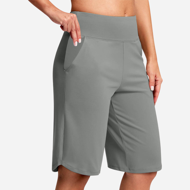 Højtaljede yogashorts med lommer til kvinde