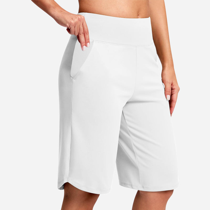 Højtaljede yogashorts med lommer til kvinde