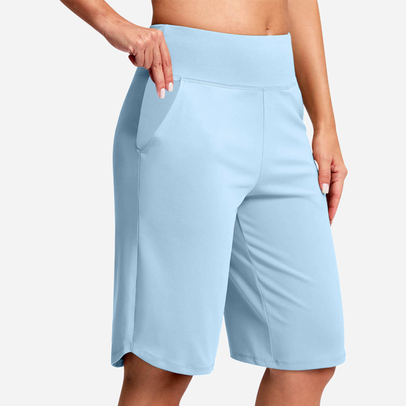 Højtaljede yogashorts med lommer til kvinde