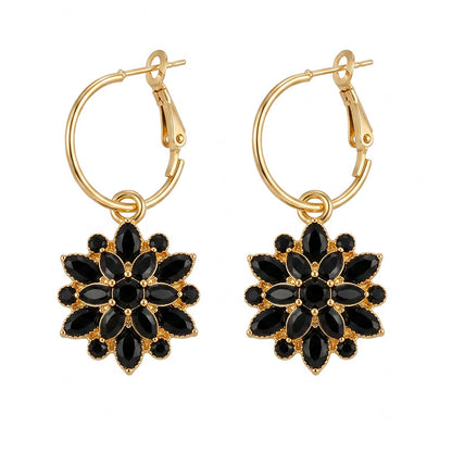 🌹 50% RABAT LIGE NU! 🖤 Sorte blomsterdråbeøreringe – elegant design, lette og perfekte til fest eller et sofistikeret hverdagslook ✨