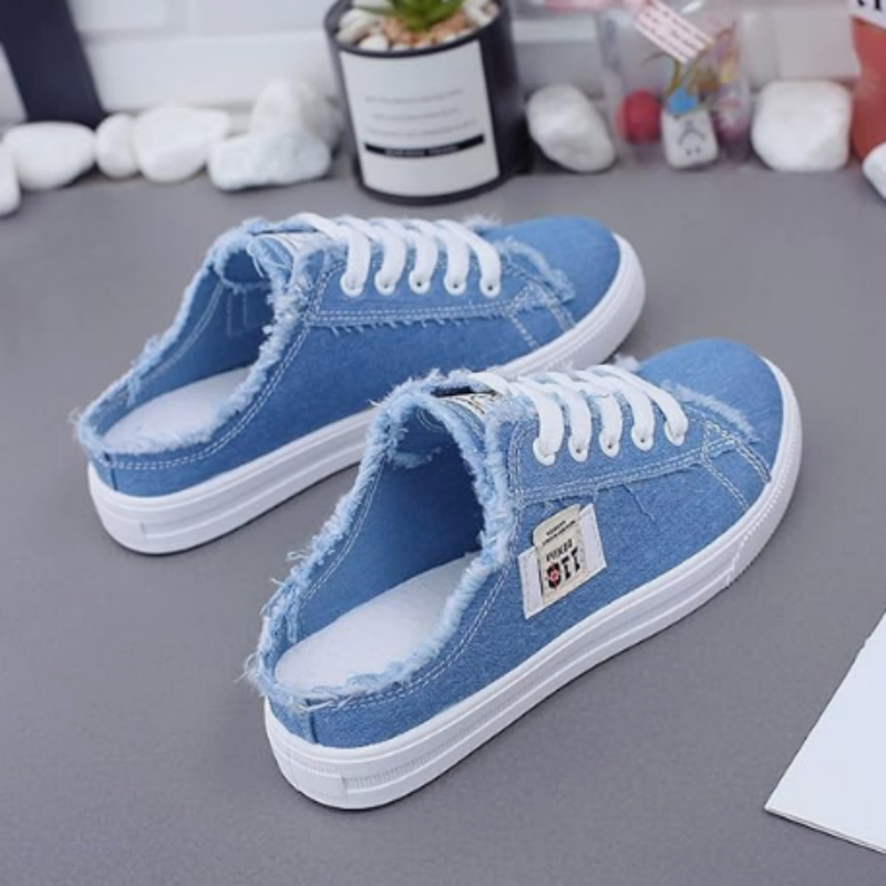 👖 Dame Denim Mule Sneakers – Slip-on design, komfortabel sål og perfekte til et afslappet, trendy sommerlook ☀️
