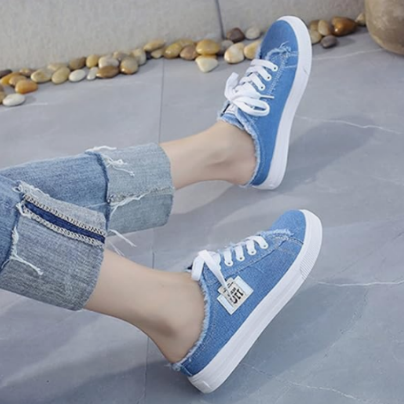 👖 Dame Denim Mule Sneakers – Slip-on design, komfortabel sål og perfekte til et afslappet, trendy sommerlook ☀️