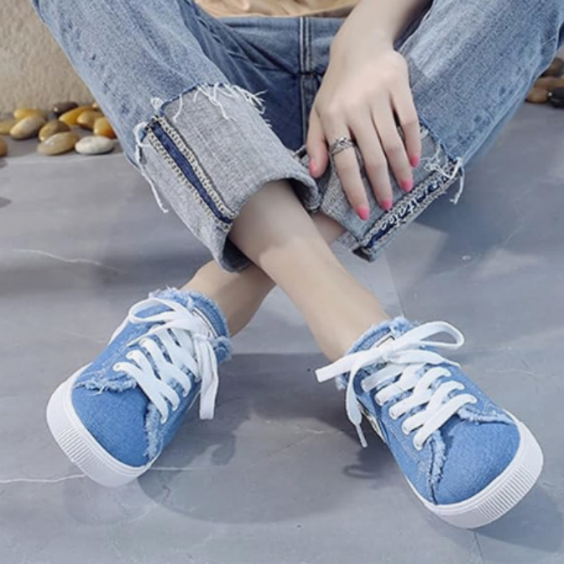 👖 Dame Denim Mule Sneakers – Slip-on design, komfortabel sål og perfekte til et afslappet, trendy sommerlook ☀️