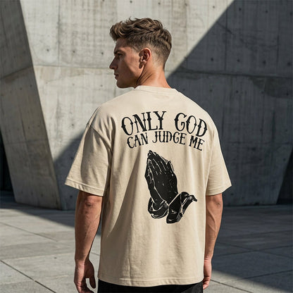 👕🙏T-shirt til mænd med motiv af foldede hænder – bomuld, afslappet, symbolsk, alsidig ✨